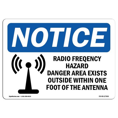 SIGNMISSION OSHA Notice Sign, 12" Height, 18" Width, Radio Frequency Hazard Danger Sign With Symbol, Landscape OS-NS-D-1218-L-17966